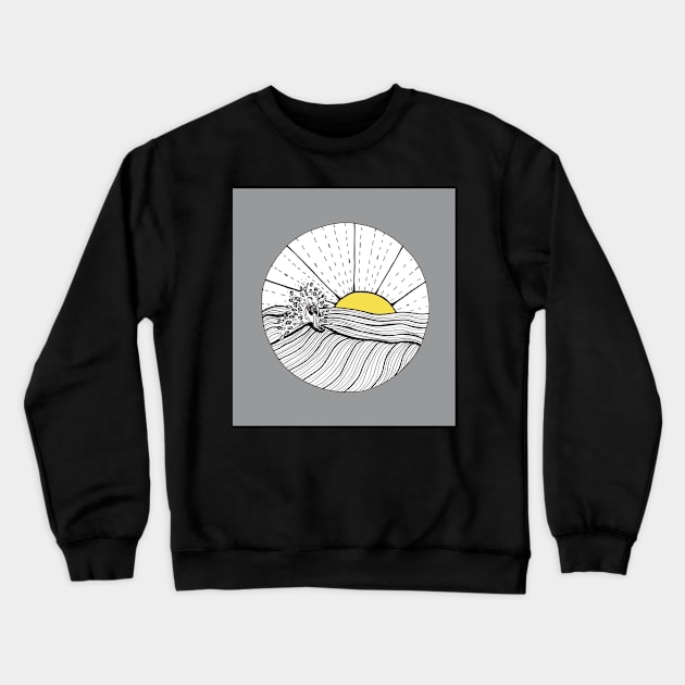 Surfer Line Art Ink Illustration Crewneck Sweatshirt by Sandraartist